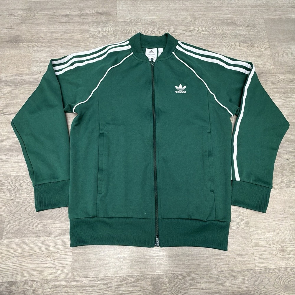 Adidas Originals SST Track Jacket Mens M Green Primeblue Trefoil Full Zip HC8626 - Picture 2 of 11